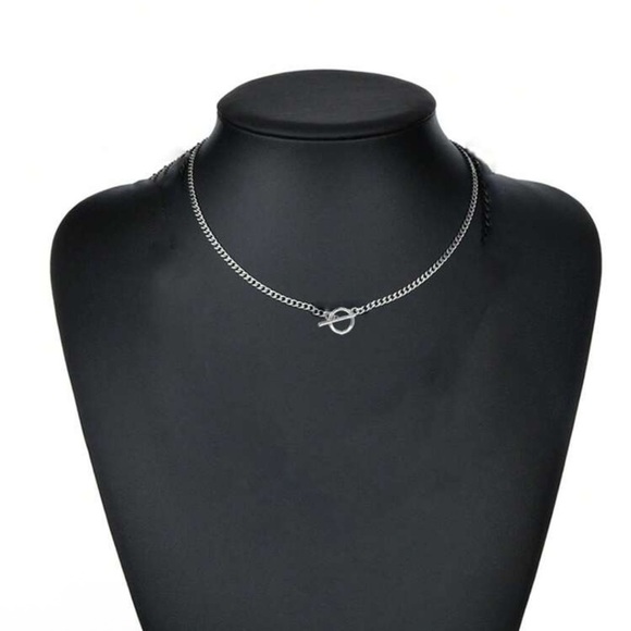 Jewelry - Silver Plated Stainless Steel Curb Chain Necklace with Toggle Clasp